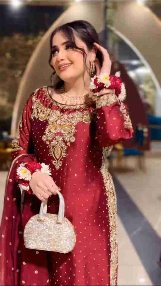 ❤️ Elegant Red Satin Silk Set ✨ | Heavy Embroidery | Fully Stitched & Ready to Wear