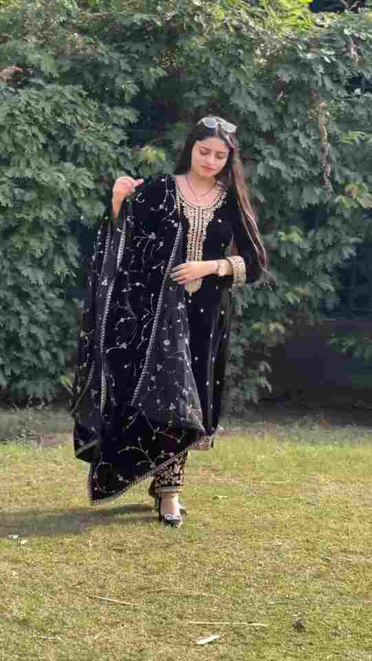🌿 Black New Designer Party Wear Look New Top-Sharara and Dupatta 🌿