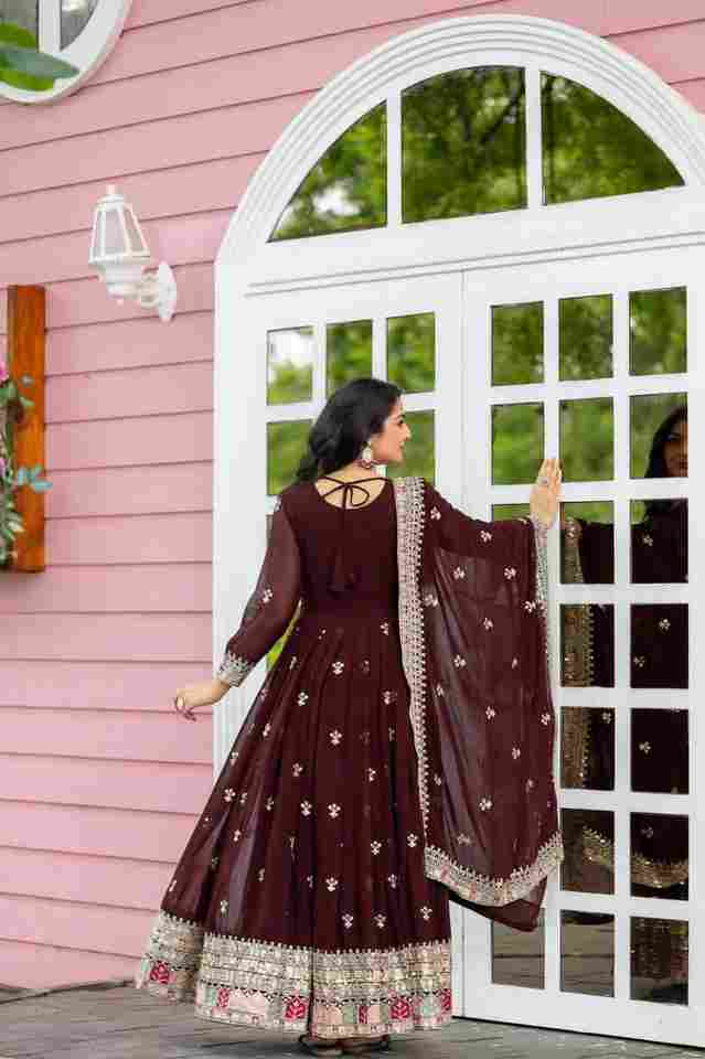 Royal Maroon Embroidered Party Wear Gown with Dupatta ✨