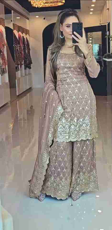 Elegant Sharara Set in Faux Georgette – Fully Stitched & Ready to Wear ✨