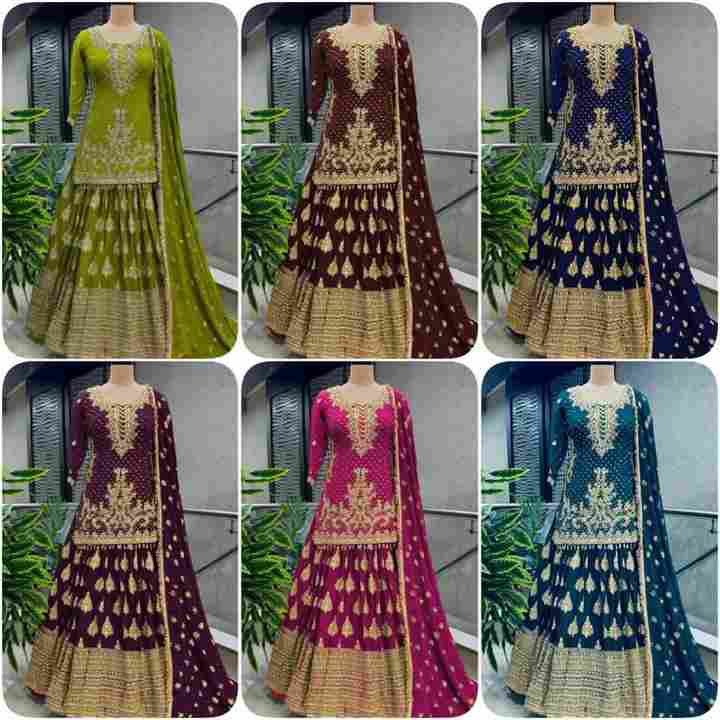 Pure Heavy Chinnon Silk With *Heavy 5mm Embroidery Sequence Work* With Sleeves