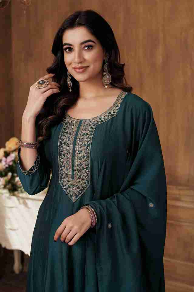 Vichitra Embroidery Morpichh Suit Set