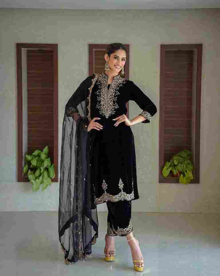 Black Launching New Designer Party Wear Look New Top-Bottom and Dupatta With Heavy Embroidery Sequence Work