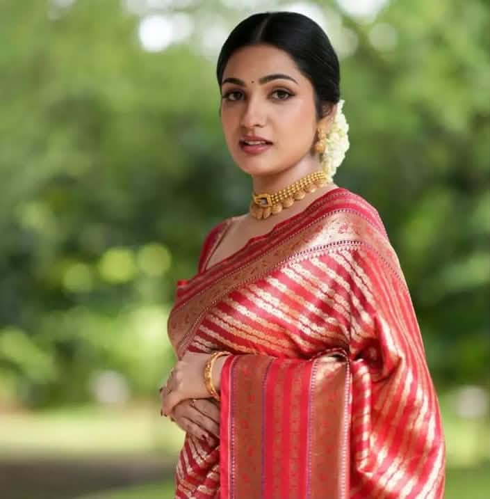 New Red BANARASI SOFT SILK SAREE