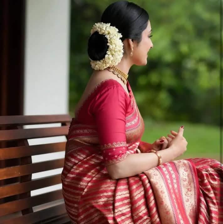 New Red BANARASI SOFT SILK SAREE