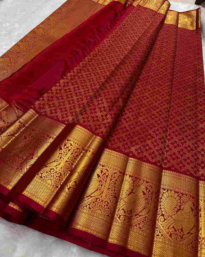 Maroon BanarasiSof Silk Saree