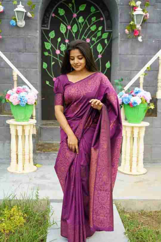 PURPLE BANARASI SOFT SILK SAREE