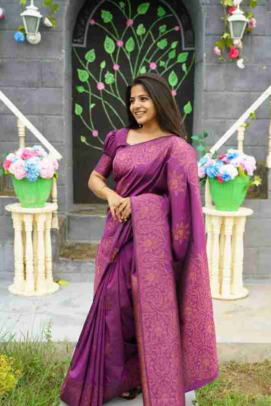 PURPLE BANARASI SOFT SILK SAREE