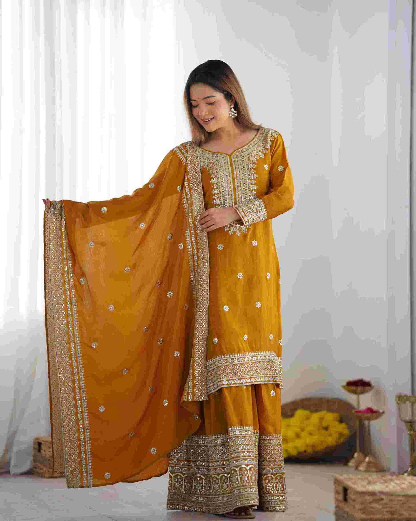 New Chinnon Silk With Heavy Embroidery Sequence