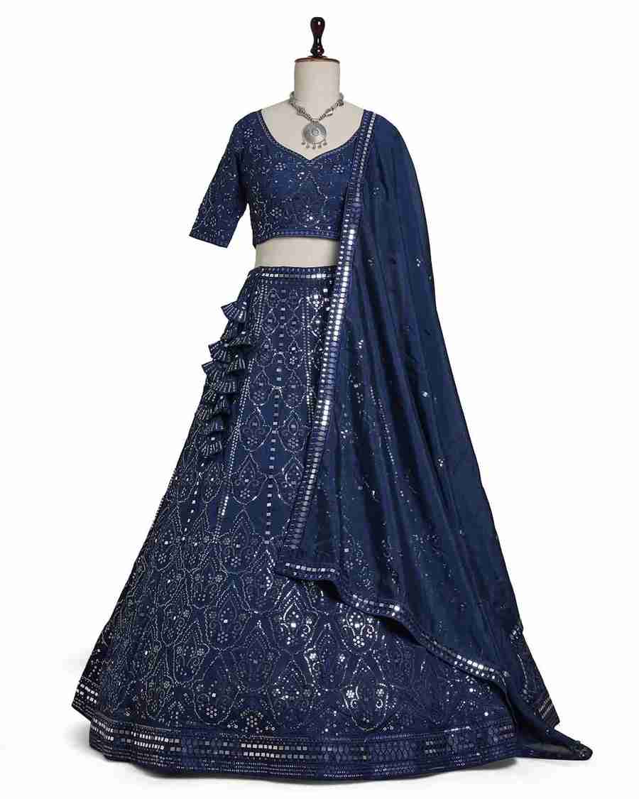 💙 Blue Color Sequence Embroidery Lehenga Choli for Wedding Function – Elegance in Every Stitch! 💙